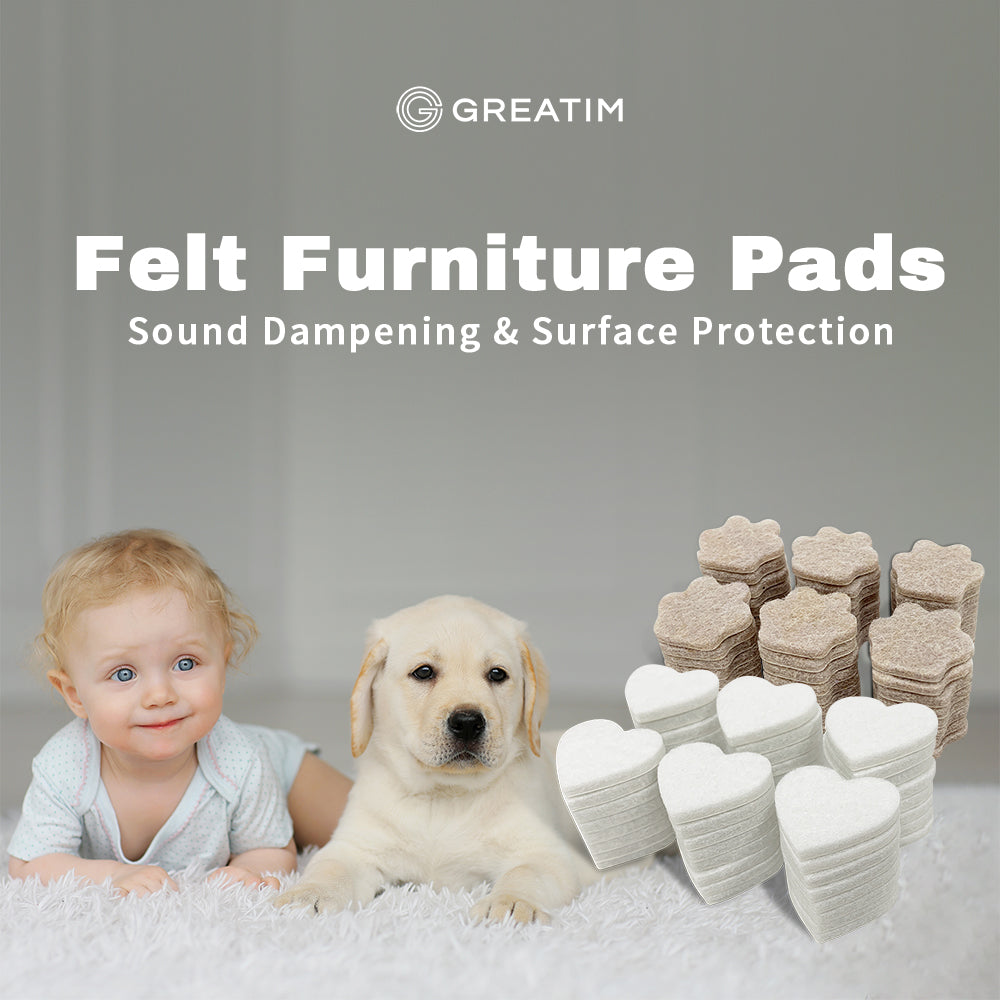 GREATIM Self Adhesive Felt Furniture Pads – Protect the Furnitures and Surface of Floor, and Reduce Scratches and the Noise.