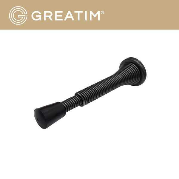 Greatim GT-DS002 Flexible Spring Door Stop, Adjustable from 3 to 4 Inch (76.2~101.6mm), More Space Behind The Door, High Carbon Steel, Black Rubber Bumper Tips,12 pcs Package