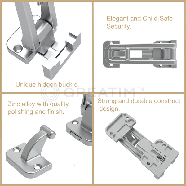 Swing-in Door Guard/Latch – Extra Security to Your Home, Prevent Unauthorized Entry,GREATIM GT-DG001-SN,