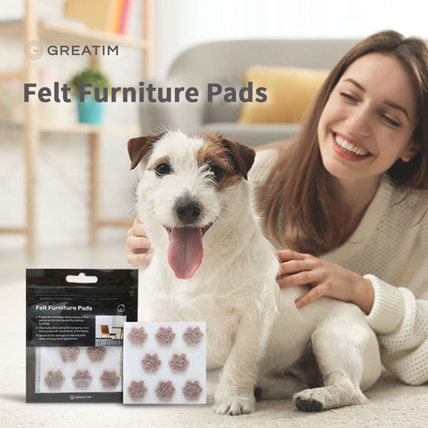 Greatim GT-FP012 Pet's Paw-Shaped 48Pcs Self Adhesive Felt Pads, Cabinet Door Bumpers, Protect Surfaces from Scratches, Beige