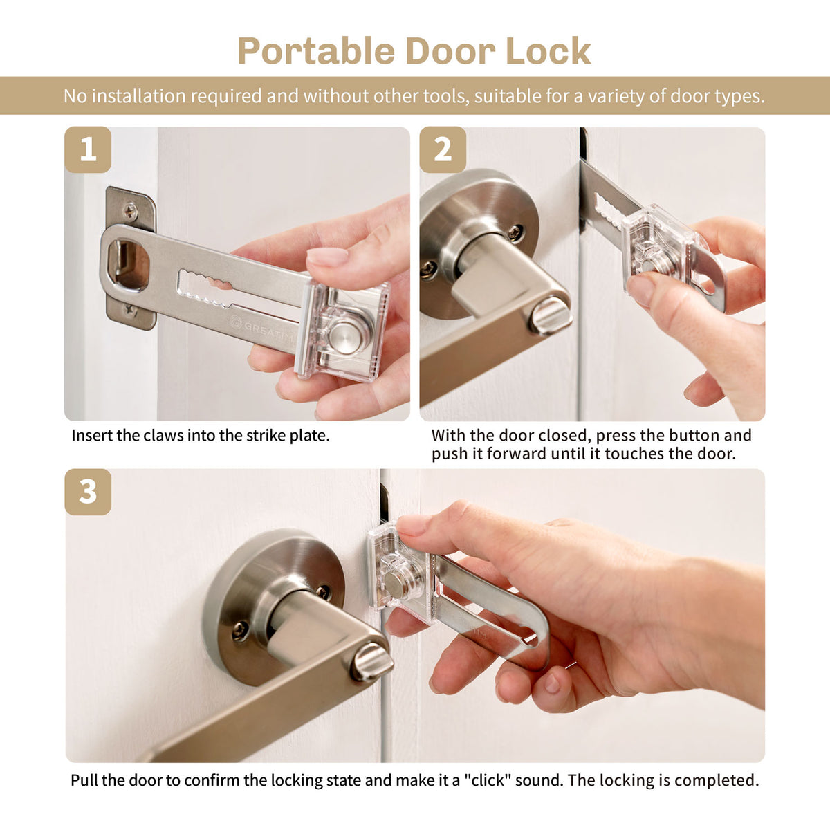 Greatim Portable Door Lock, Traveller Anti-Theft Locks for Hotels, Apa ...