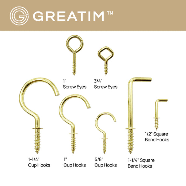 Greatim GT-HG001 Picture Hanger Kit, Hook Assortment, Home, Office, 125 pcs, Steel/Brass, Home, Office, Classroom Decor