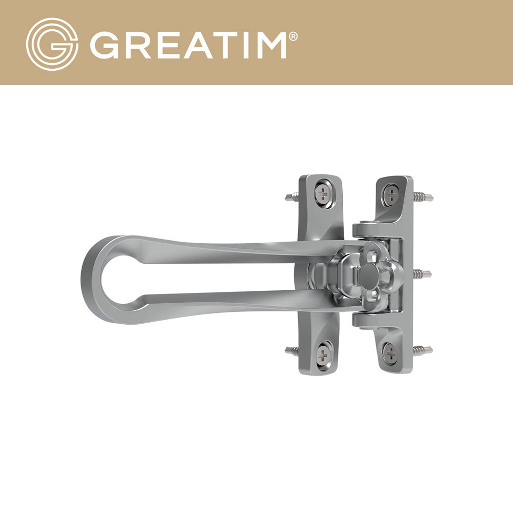 Greatim GT-SD101 Out-Swing Bar, Door Lock, Reinforcement Guard, Childproof, Extra Home Security, Zinc Alloy, Matte Silver